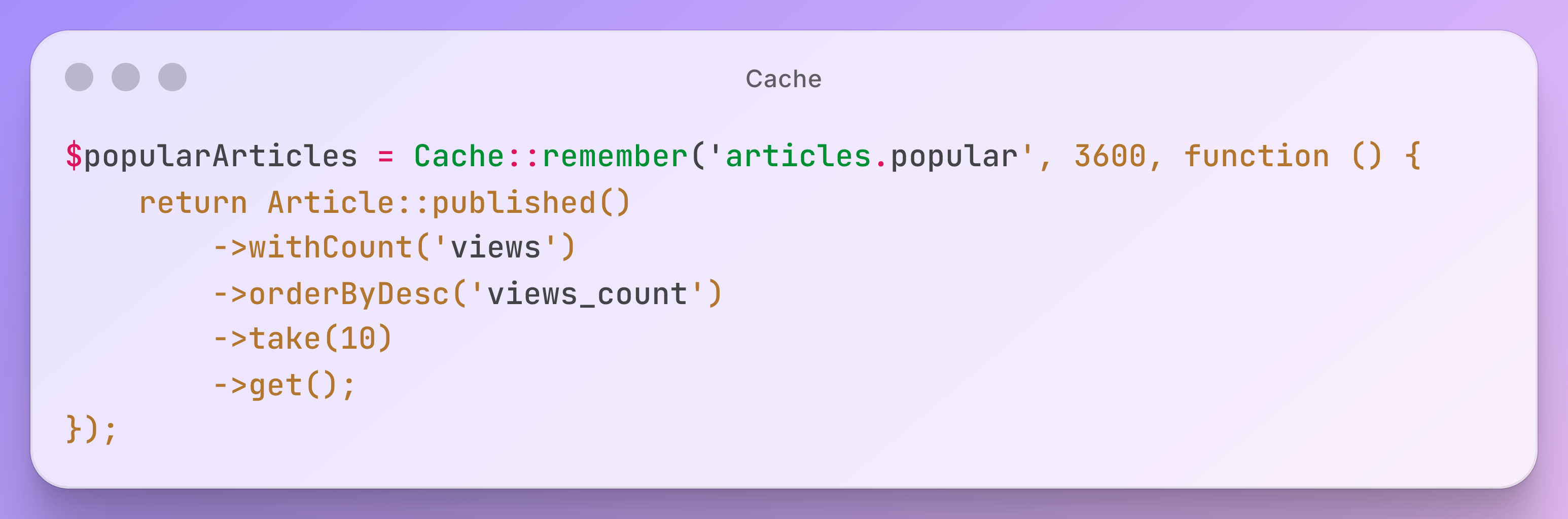 Utilisation du cache Laravel pour les requêtes répétitives