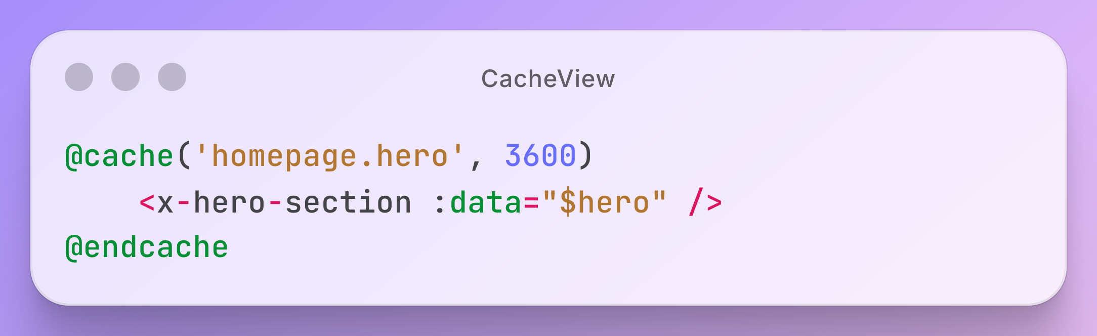 Directive Blade @cache pour cacher le HTML généré