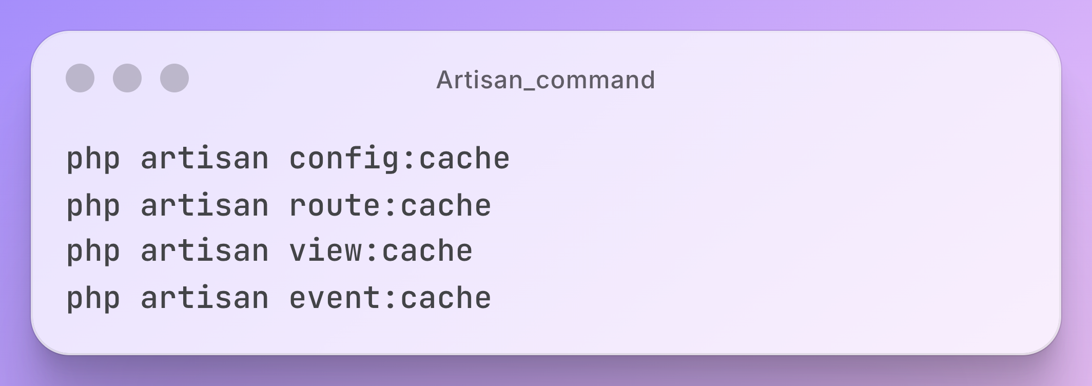 Commandes Artisan pour cacher la configuration et les routes