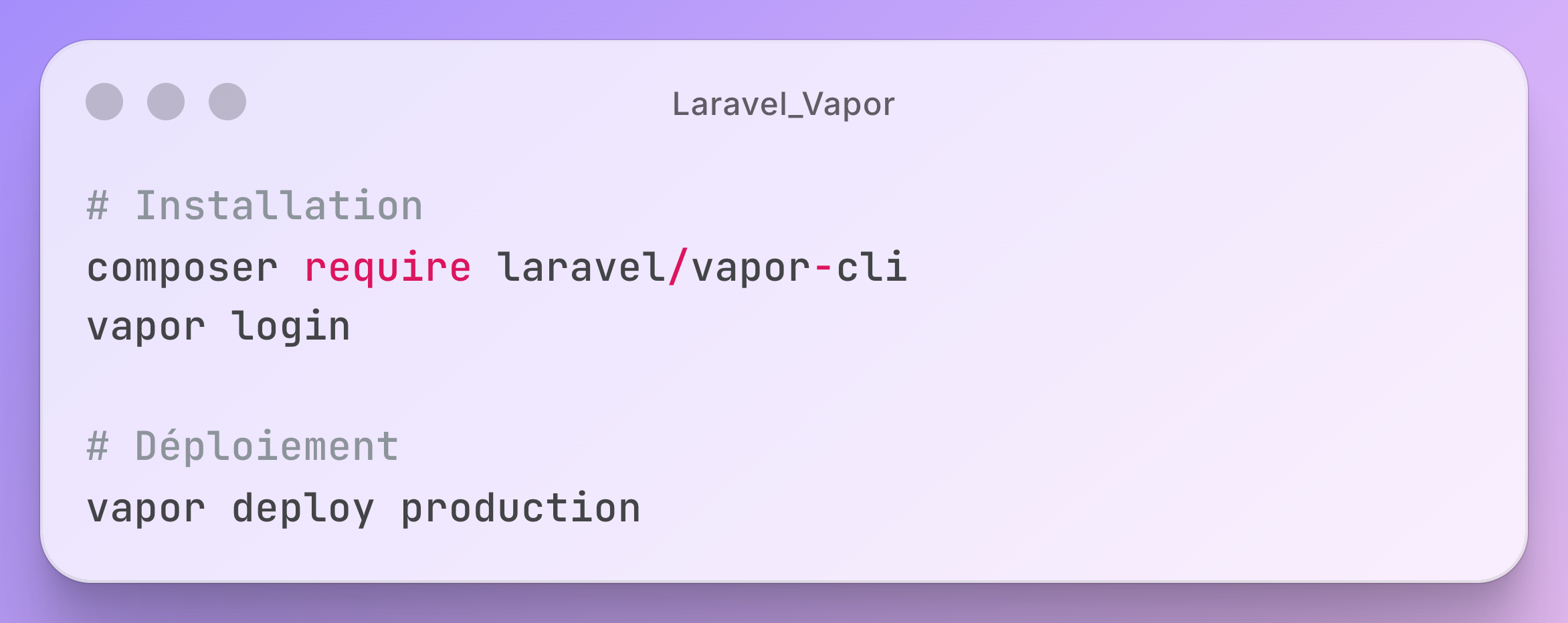 Installation et déploiement avec Laravel Vapor